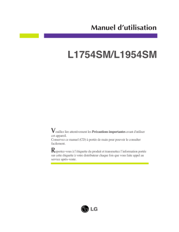 L1754SM-PF.AEKOAPN | L1754SM-BF | L1754SM-PF | LG L1954SM-PF Manuel du propriétaire | Fixfr