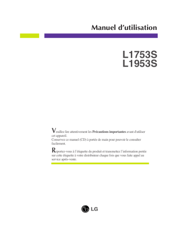 L1753S-BF | L1953S-SF | LG L1753S-SF Manuel du propriétaire | Fixfr