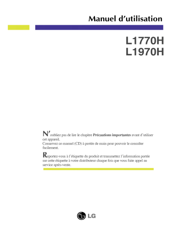 LG L1770H-BF Manuel du propriétaire | Fixfr