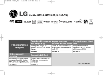 LG HT33S Manuel du propriétaire | Fixfr