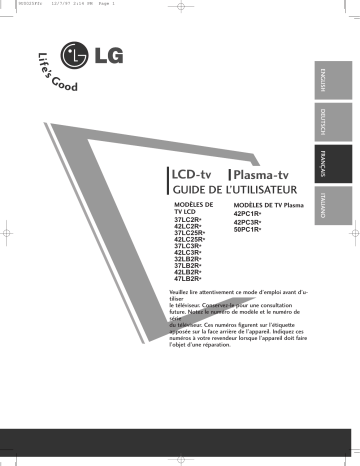 LG 50PC1R Manuel du propriétaire | Fixfr