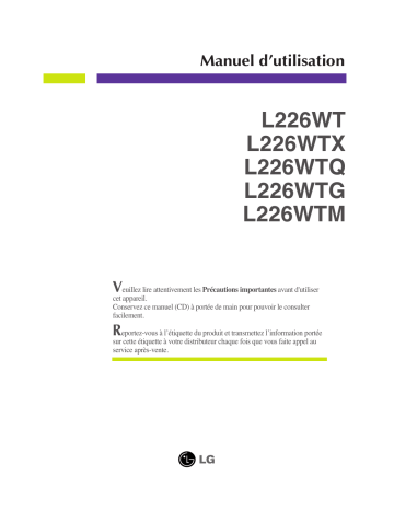 L226WT-SF | LG L226WT-WF Manuel du propriétaire | Fixfr