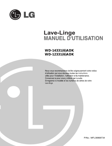 LG WD-12331ADK Manuel du propriétaire | Fixfr