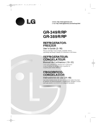 LG GR-349RP Manuel du propriétaire | Fixfr