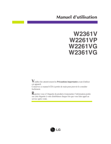 W2361V-PF | LG W2261VP-PF Manuel du propriétaire | Fixfr