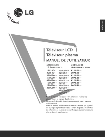 LG 42LG3000 | 47LG5000.BEU | 42LG5010.BEU | 47LG5010.BEU | 42LG5000.BEU | 42LG3000 | 42LG5030.BEU | LG 42LG5000 Manuel du propriétaire | Fixfr