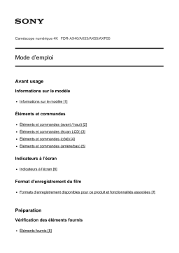 Sony FDR-AX53 Manuel du propriétaire