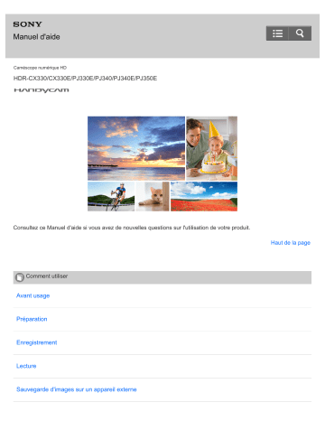 Sony HDR-PJ340 Manuel du propriétaire | Fixfr