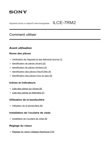 Sony ILCE-7RM2 Manuel du propriétaire | Fixfr