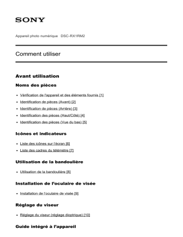Sony DSC-RX1RM2 Manuel du propriétaire | Fixfr