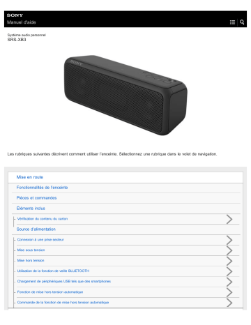 Sony SRS-XB3 Manuel du propriétaire | Fixfr