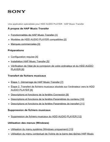 HAP-S1 | Sony HAP-Z1ES Manuel du propriétaire | Fixfr