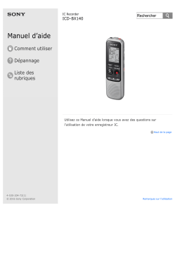 Sony ICD-BX140 Manuel du propriétaire