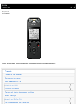 Sony ICD-SX2000 Manuel du propriétaire