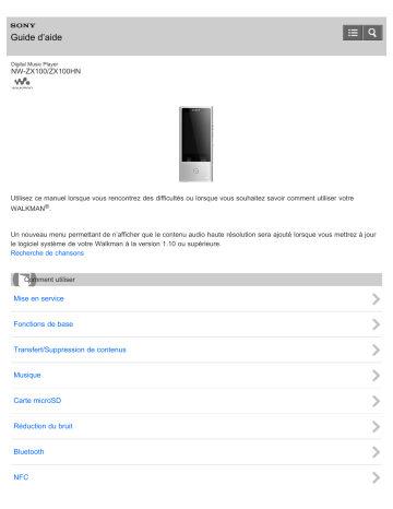 Sony NW-ZX100HN Manuel du propriétaire | Fixfr