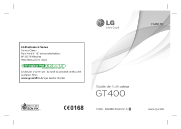 LG GT400 Manuel du propriétaire | Fixfr