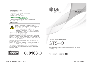 LG SWIFT GT540 | LG GT540 Angeline Melin | LG LG GT540 Manuel du propriétaire | Fixfr