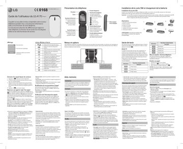 LG LGA170 Manuel du propriétaire | Fixfr