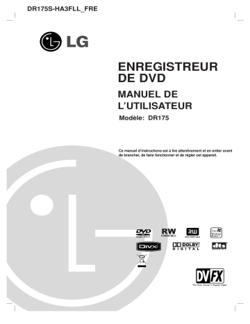 LG DR175 Manuel du propriétaire | Fixfr