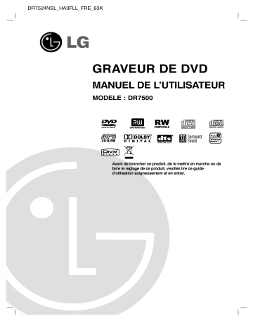 LG DR7500 Manuel du propriétaire | Fixfr