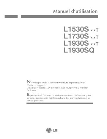 LG L1730SSNT Manuel du propriétaire | Fixfr