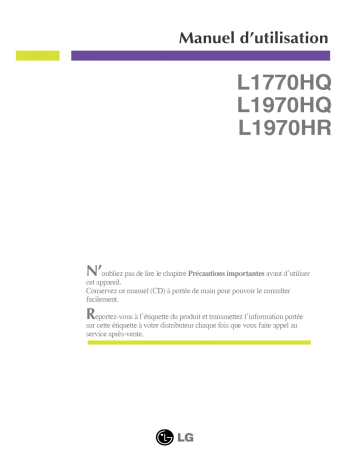 LG L1770HQ-BF Manuel du propriétaire | Fixfr