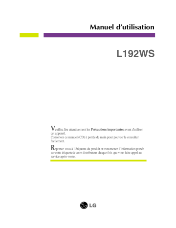LG L192WS-SN Manuel du propriétaire | Fixfr