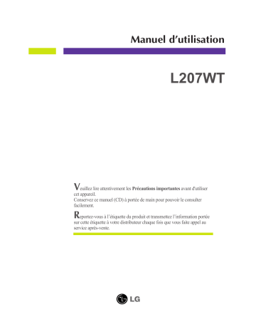 LG L207WT-PF Manuel du propriétaire | Fixfr