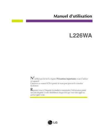 LG L226WA-SN Manuel du propriétaire | Fixfr