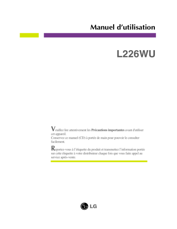 LG L226WU-PF Manuel du propriétaire | Fixfr