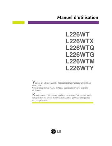 LG L226WTQ-SF Manuel du propriétaire | Fixfr