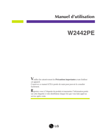 W2442PE-BF | W2442PE-SF | LG LG W2242P-SF Manuel du propriétaire | Fixfr