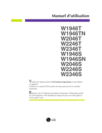 LG W2246T-BF Manuel du propriétaire | Fixfr