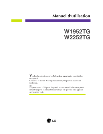 LG W2252TG-PF Manuel du propriétaire | Fixfr