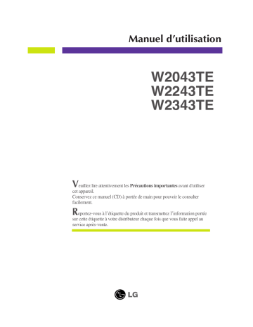 LG W2243TE-PF Manuel du propriétaire | Fixfr