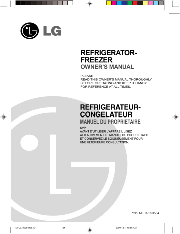LG GR-B652YLS Manuel du propriétaire | Fixfr