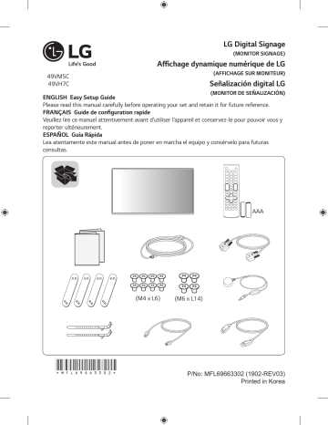 LG 49VH7C Manuel du propriétaire | Fixfr