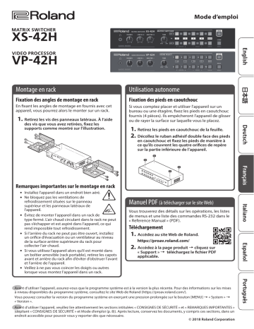VP-42H | Roland XS-42H Matrix Switcher Manuel du propriétaire | Fixfr