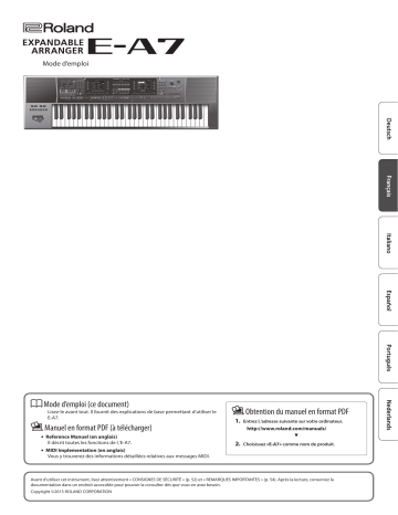 Roland E-A7 Expandable Arranger可擴充自動伴奏鍵盤 Manuel du propriétaire | Fixfr