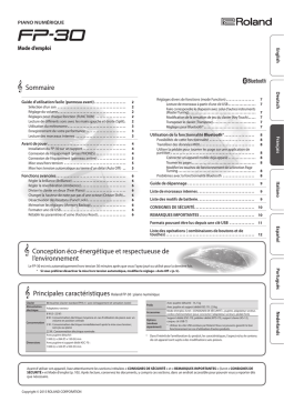 Roland FP-30 Dijital Piyano Manuel du propriétaire