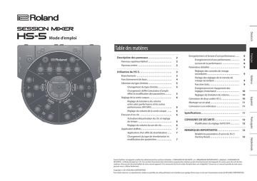 Roland HS-5 Session Mixer Manuel du propriétaire | Fixfr