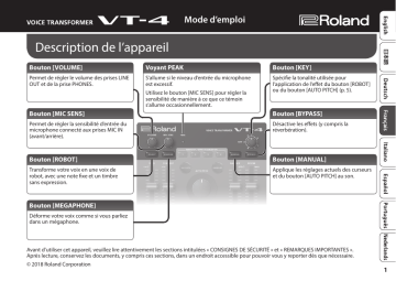 Roland VT-4 Ses Dönüştürücü Manuel du propriétaire | Fixfr