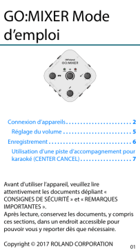 Roland GO:MIXER Audio Mixer for Smartphones Manuel du propriétaire