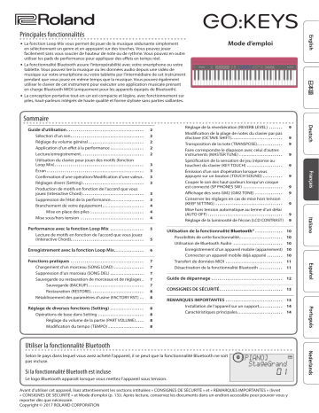 Roland GO:KEYS Music Creation Keyboard (GO-61K) Manuel du propriétaire | Fixfr