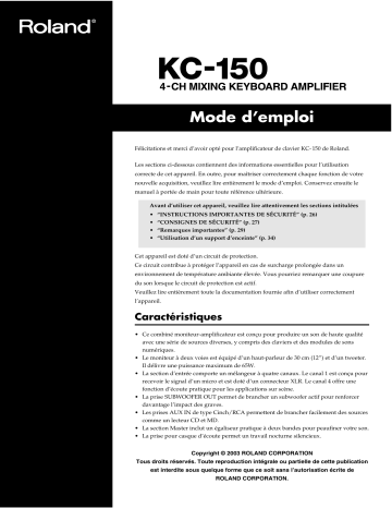 Roland KC-150 Ampli Clavier Manuel du propriétaire | Fixfr