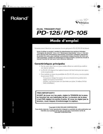 PD-125BK | Roland PD-105BK V-Pad Manuel du propriétaire | Fixfr