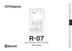 Roland R-07 Enregistreur audio haute résolution Manuel du propriétaire