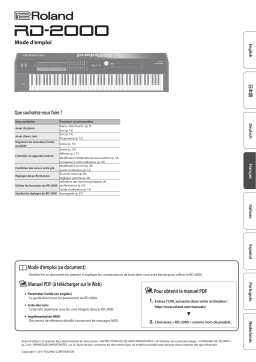 Roland RD-2000 高品质舞台数码钢琴 Manuel du propriétaire