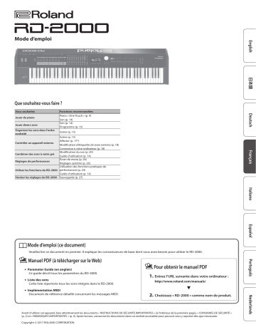 Roland RD-2000 高品质舞台数码钢琴 Manuel du propriétaire | Fixfr