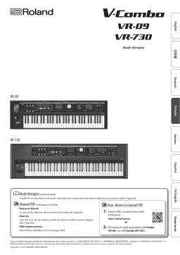 Roland V-Combo VR-09 Live Performance Keyboard Manuel du propriétaire